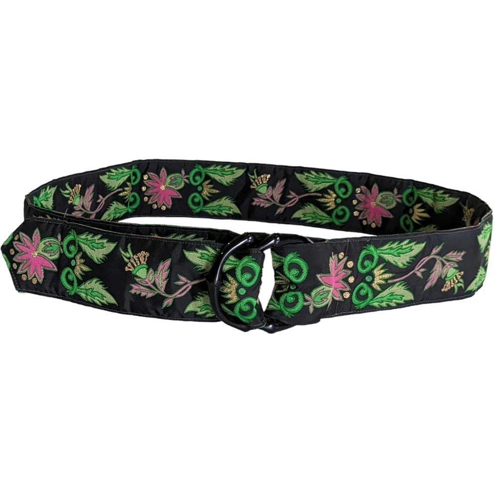 That Girl Black Floral Brocade Belt